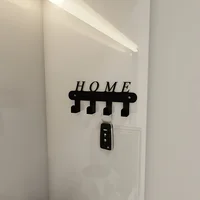 Key Holder for Wall Adhesive, Key Hooks with 4 Hooks Wall Mounted, Black Key Hangers for Wall Decor No Drill for Living Room 2