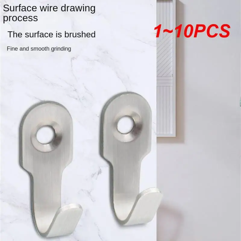 

1~10PCS 10cps Kitchen Bathroom Hooks Stainless Steel Hanging Adhesive Hooks Stick On Wall Door Clothes Handbag Towel Holder Wall
