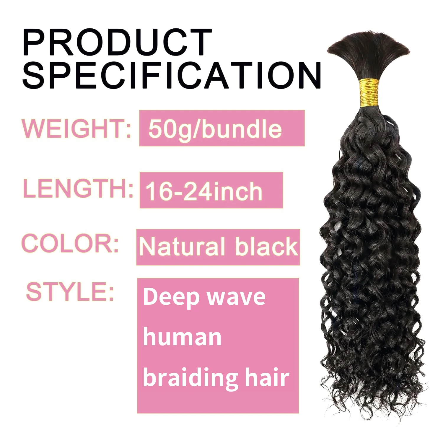 Bulk Human Hair No Weft For Braiding Curly Deep Wave Full Ends Extensions 50G/Bundle For Boho Braids human hair extensions braiding hair extensions human braiding hair
