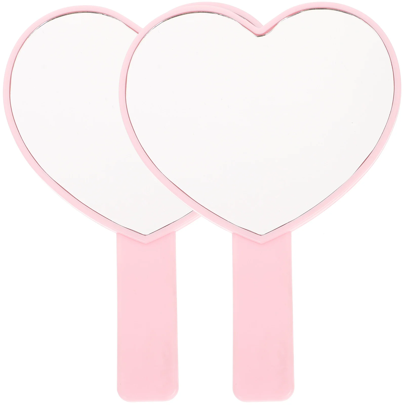 

2 Pcs Purses Portable Mirrort Heart Exquisite Pocket Handle Pink Portable Mirrort Miss