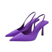Été femmes talons sandales rouge pointu Slingback sandales chaussures vert noir violet chaton talons fête bal dames talons aiguilles 5