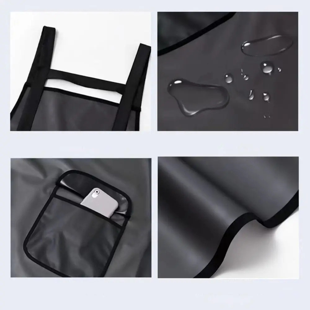 Fashion Household Kitchen Apron Waterproof PVC Work Apron Transparent Black Oil Resistant Dirt-Proof Cleaning Aprons