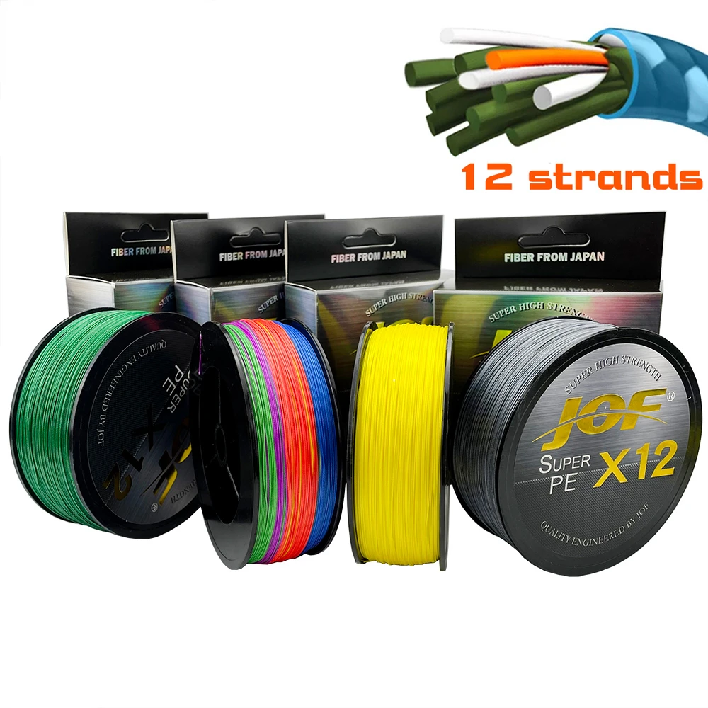 JOF X12 Upgraded Braided Fishing Lines Super Strong 12-strand Multifilament  PE Line 100M 300M 500M 25LB 30LB 39LB 50LB 65LB 92LB