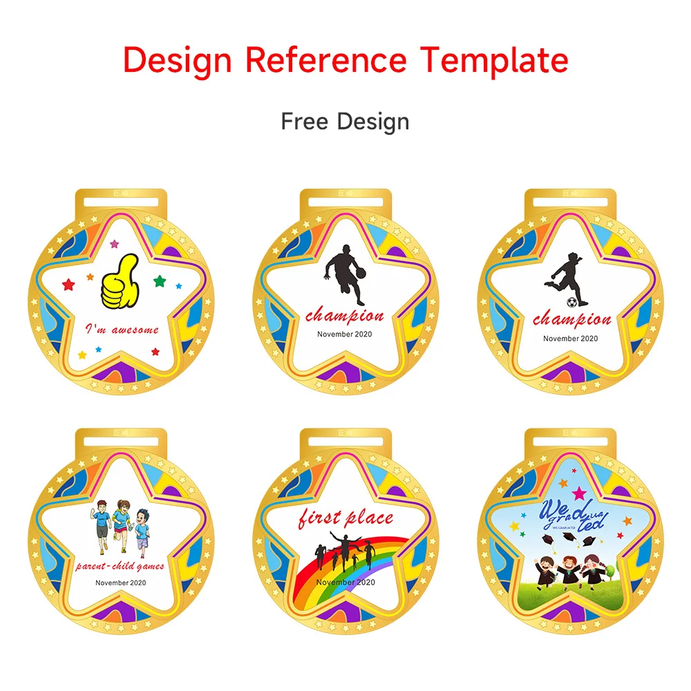 Creative Acrylic Medal Children's Medals Award Transparent Medal School Students Running Sport Games Medals Free Print award medals