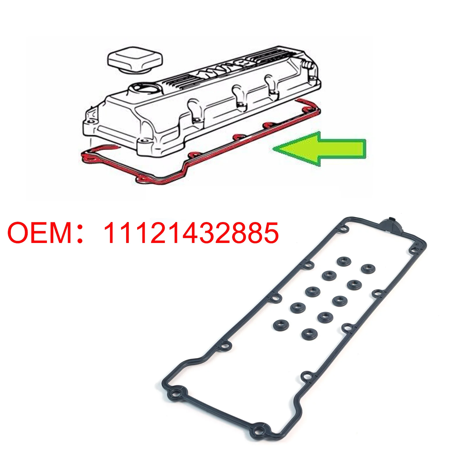 Cylinder Head Engine Valve Cover Seal 11121432885 11121731624 1121432885A For BMW E36 M43 E34 E46 316i 318i 1993-2006