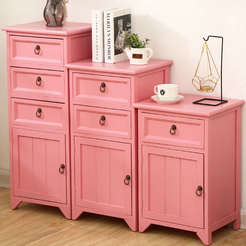 

Розовые тумбочки Regal в шкафчиках с украшением в виде сердца, упрощенная Европейская подставка для кровати для молодых дам