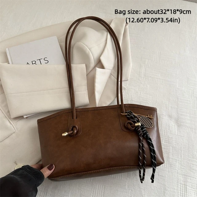 Y2K Trend PU Leather Work Shoulder Bag Large Capacity Simple Female Crossbody Bag Solid Color Commuting Bag Women Female 5