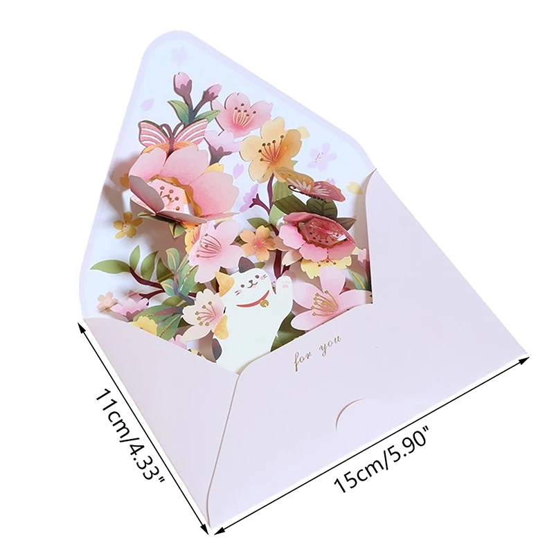 Romantic Flower Birthday Christmas Card 3D Pop-up Greeting Cards Set Postcard Party Wedding Decorations Creative Girl Gifts