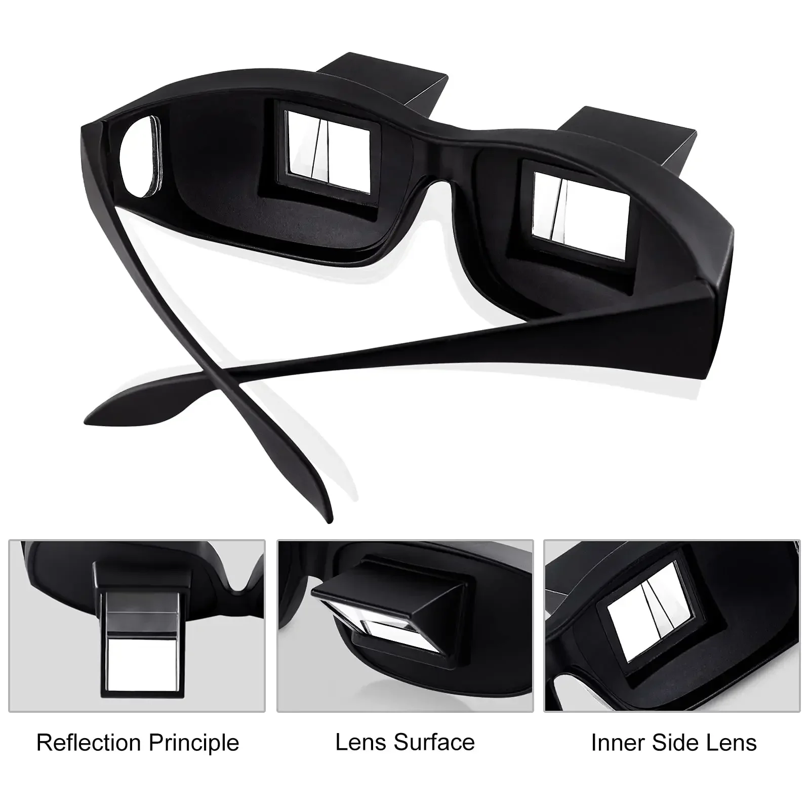 Reading glasses Lazy Eyeglasses Lazy Reading Glasses Prismatic Periscope Horizontal Glasses Lying Down Bed Reading Watching HD Readers