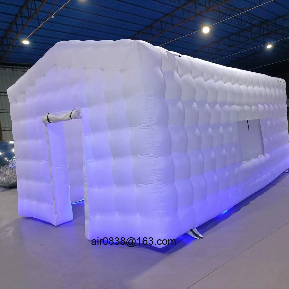White Black Inflatable Nightclub Tent With Windows Lighting Night Club Cube Disco Music Bar Tent Wedding Photo Booth For Event 2