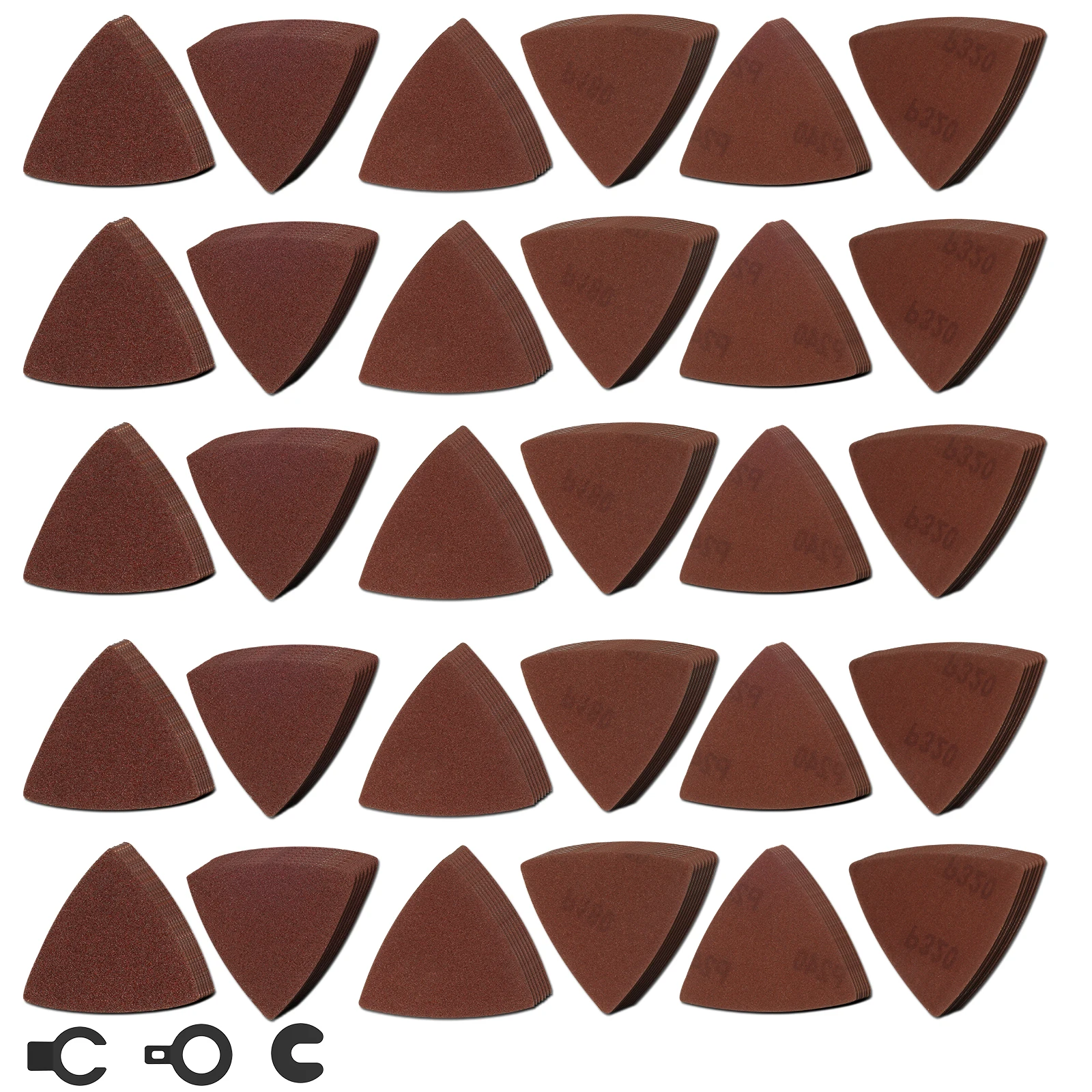 

210Pcs Triangle Sanding Pads Aluminum Oxide Abrasive Sandpaper 60/80/120/180/240/320 Grit Assorted Sanding Paper for Wood Metal