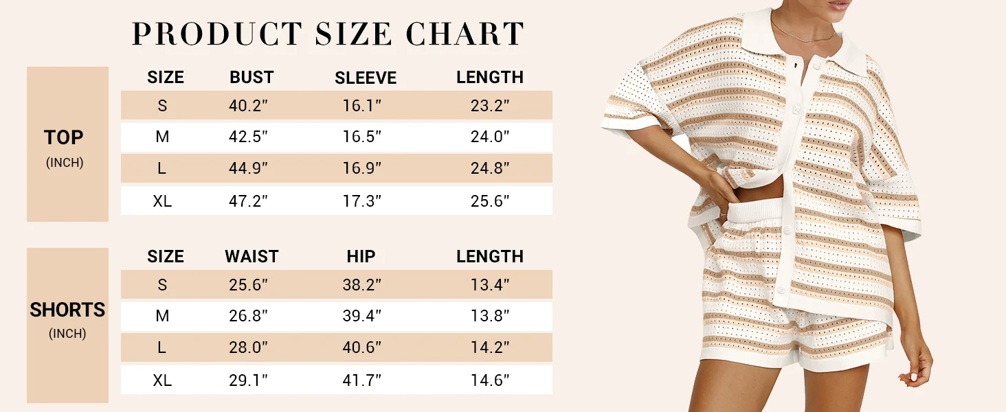 Kontrastfarben gestreiftes 2-teiliges Strickset für Damen mit einreihiger Revers-Strickjacke und Shorts
