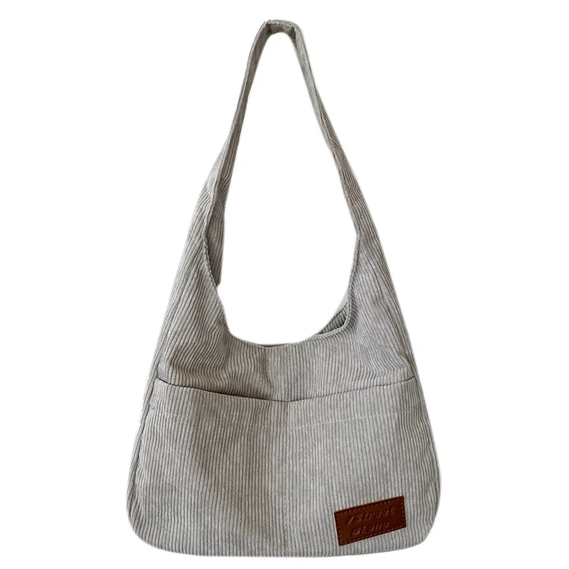 

2749 Autumn and Winter 2022 New Fashion Corduroy Large Capacity Tote Women Versatile Striped Velvet Shoulder Commuting Bag