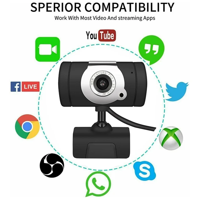 Cámara de computadora 480P 6 cámaras LED HD Webcam Cámara web Cámara web  con micrófono para computadora PC portátil escritorio USB 2.0 50.0M (Color  