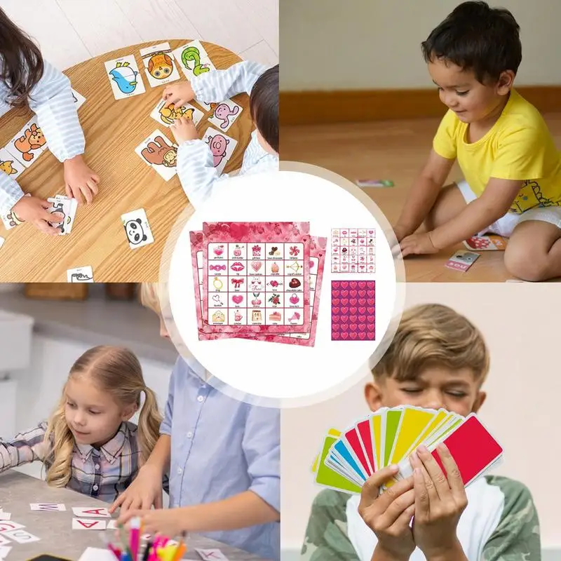 Valentine's Day Game Cards Set Interactive Multi-Player Valentine Game Cards School And Home Group Activity Play Card For