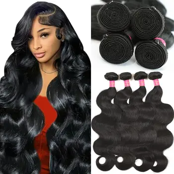 Natural Colored Body Wave Human Hair Bundles For Women Remy Hair Extensions 1/3/4 Pcs Natural Body Wave Weave Bundles 10-40 Inch 1