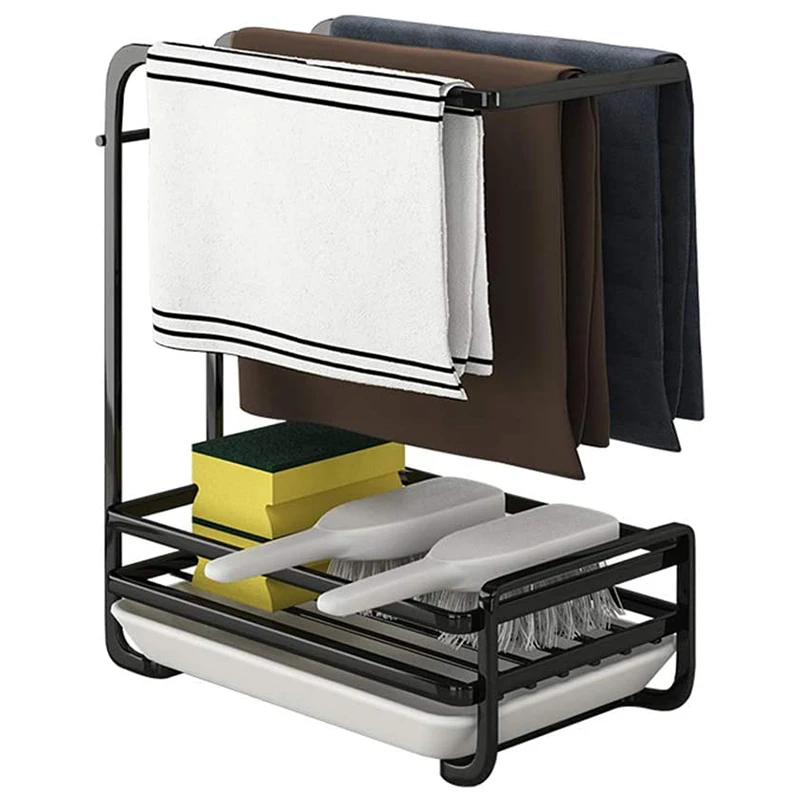 

Kitchen Sink Clothes Organizer Dish Brush Sponge Kitchen Towel Cleaning Rags Holder For Bathroom Counter Sink Caddy Pan