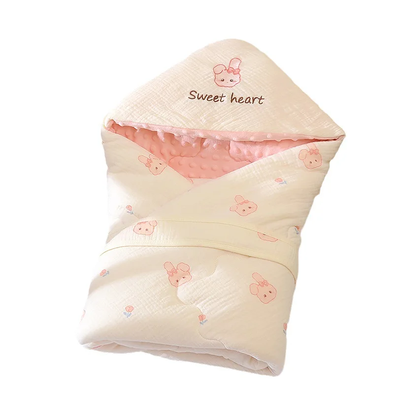 Pure Cotton Autumn and Winter Newborn Baby Plus Cotton Quilt, Thick Newborn Baby Winter Blanket for Outing in The Delivery Room
