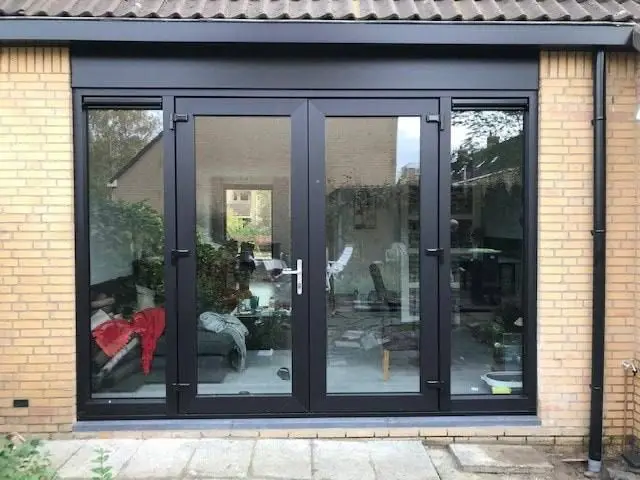 Hurricane Impact Thermal Break Aluminum Double Doors Tempered Glass Low E Glass Swing Door Exterior Front French Casement Doors