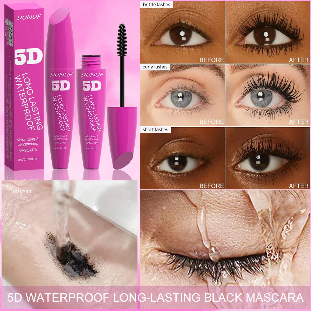 5D Mascara Waterproof Curling Lengthening Eyelash Extension Non-smudging Long-lasting Eyelashes Black Volume Mascara Cosmetics_voghion.com