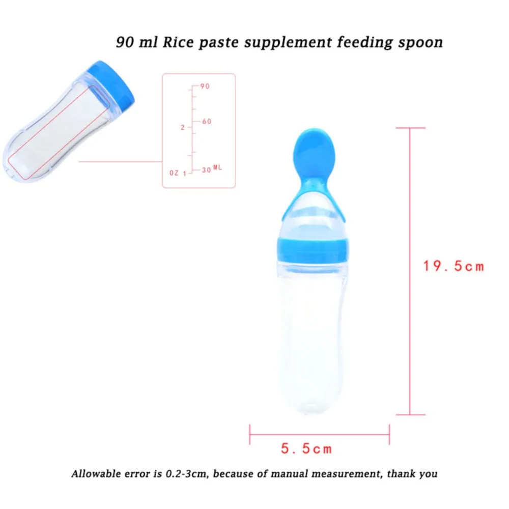 90ML Safe Newborn Baby Feeding Bottle Toddler Silicone Squeeze Feeding Spoon Milk Bottle Baby Training Feeder Food Supplement 6
