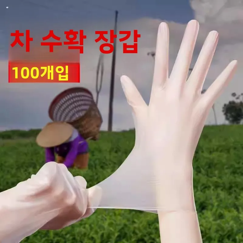 일회용 얇은 차 따기 장갑 통기성 자외선 차단 경량 봄 여름 차 잎 따기 도구 ..