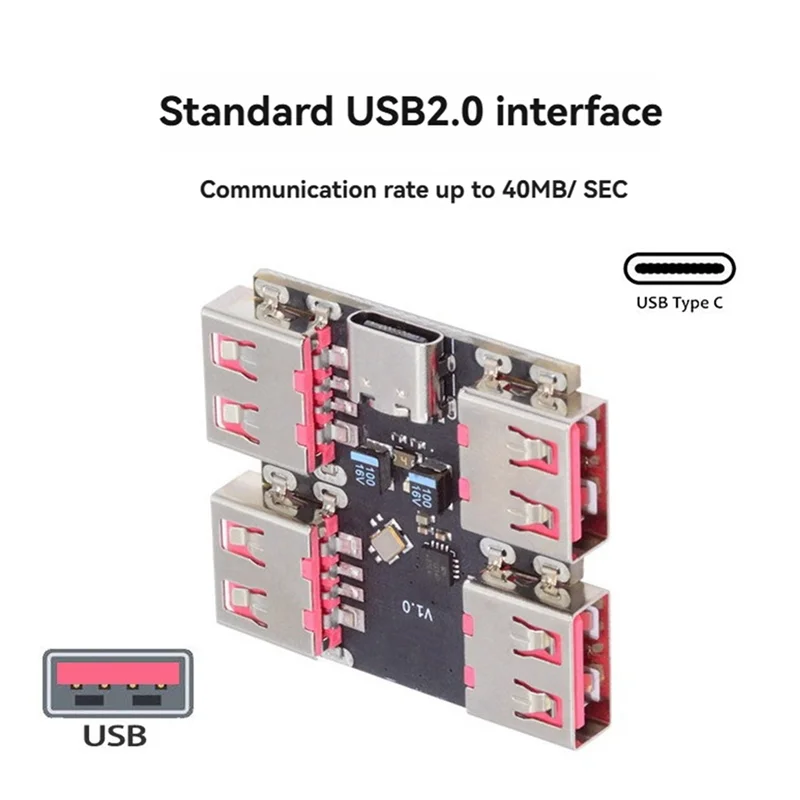 고속 USB 2.0 4방향 허브 모듈, Type-C 확장기, 40MB/S USB-HUB 분배기 확장 보드