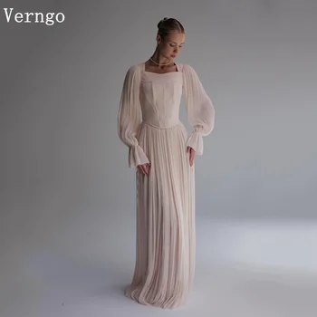 Verngo lvory Chiffon Evening Dress A Line Prom Gown Women Modest Formal Occasion Dress Elegant Evening Dresses Customized 1