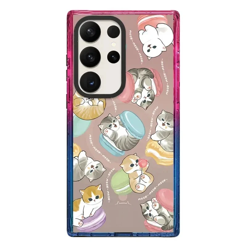 

Cute Dessert Cat Magnetic Case for Samsung Galaxy S22 Ultra S23 Ultra S24 Ultra S24 + Plus Cover Protective Shell