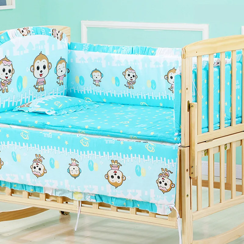 Baby Crib Sheet Baby Crib Bumper Baby Pillowcase 6pcs/set Baby Crib Bumpers Child Bedding Set Cartoon Cotton Baby Bed Linens Include Cot Bumpers Bed Sheet Pillow ZT57