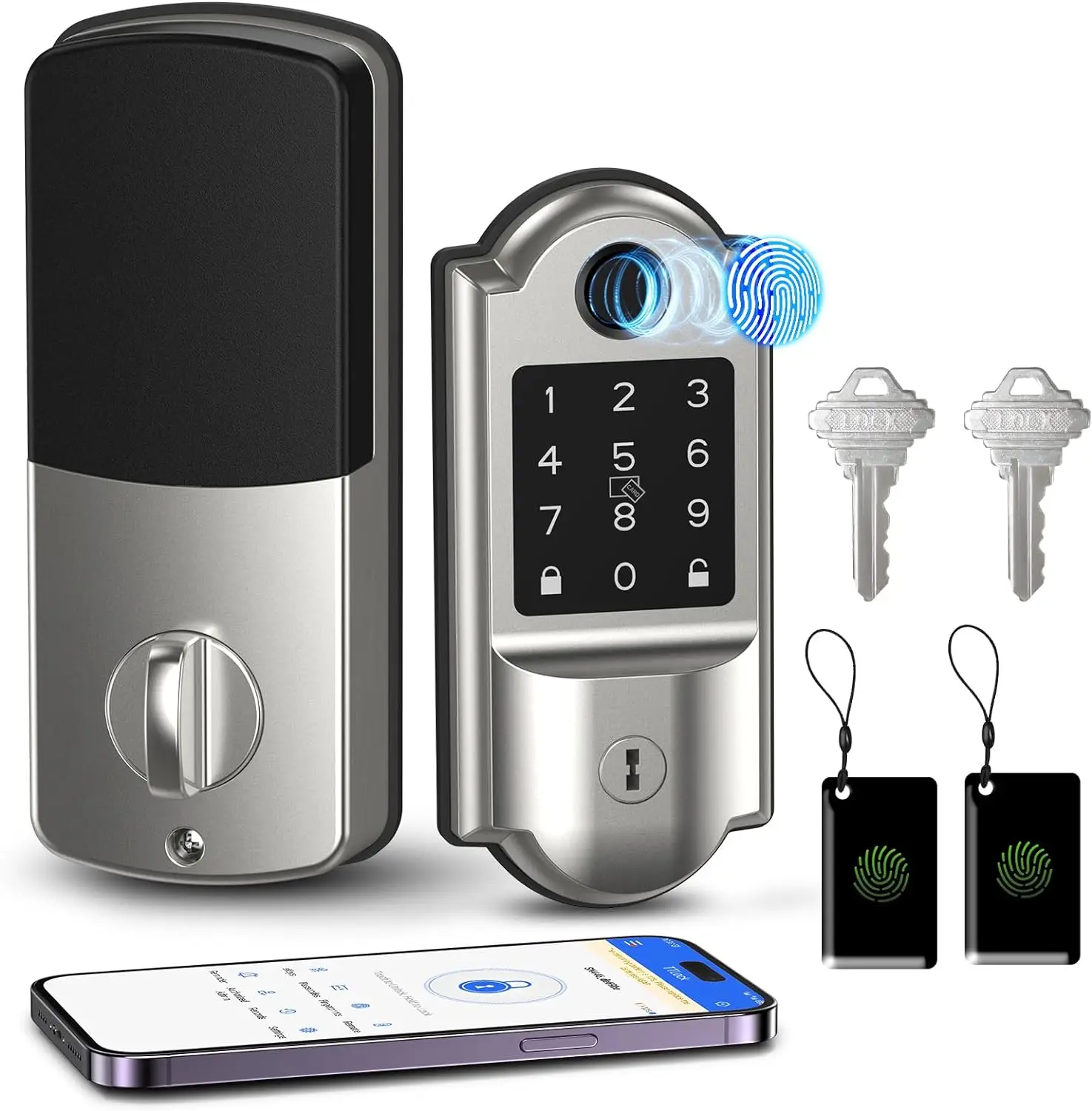 

Умный Замок, дверной замок со сканером отпечатков пальцев и сенсорной клавиатурой, Wi-Fi, умный дверной замок с Bluetooth, дистанционным управлением через приложение