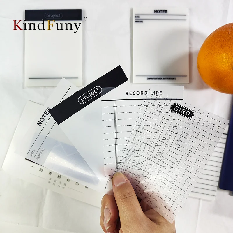 

KindFuny 4 Packs 200 Sheets Transparent Waterproof Sticky stationery Note Pads Notepads for School Stationery Office Supplies