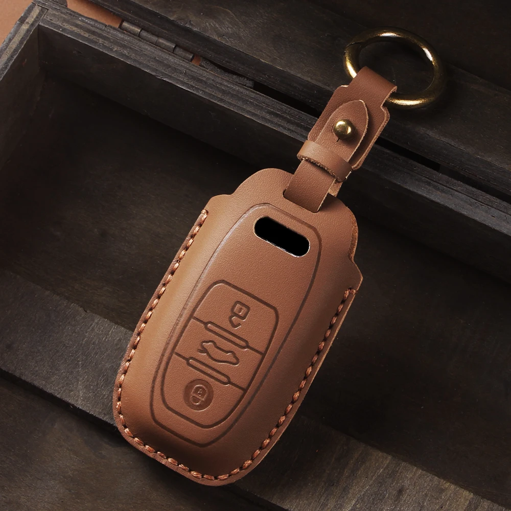 Premium Leather Car Key Case Cover - Sleek and Durable Protection
