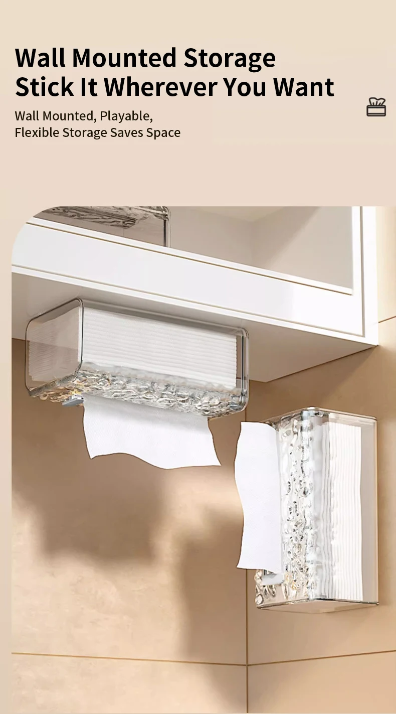 Description Picture 6 of itemToilet Tissue Box Wall Mounted Glacier Patterned Kitchen Tissue Storage Box Household Storage Supplies
