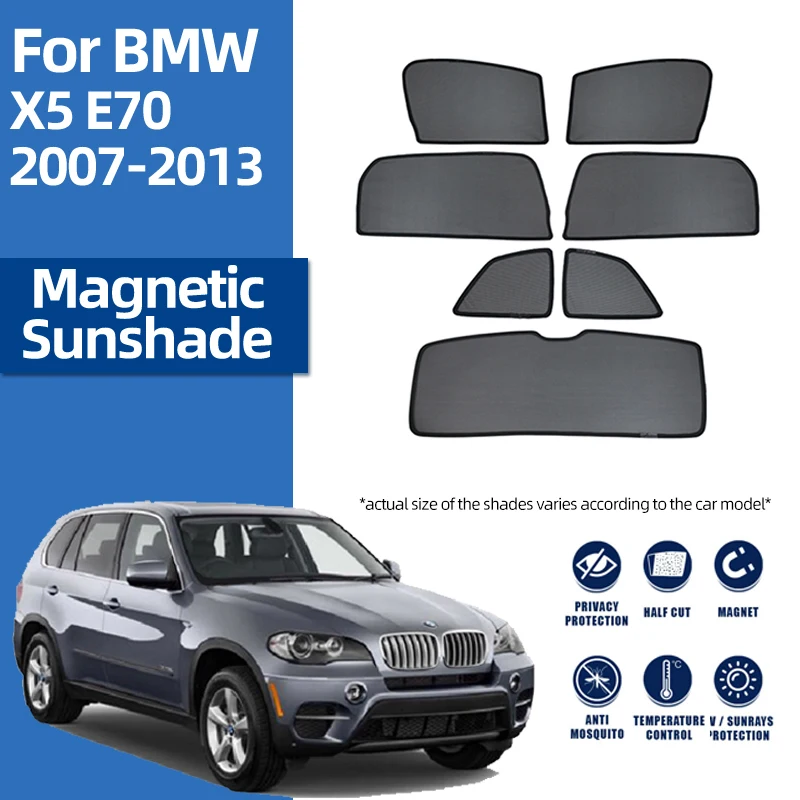 For BMW X5 E70 2006-2013 E 70 Magnetic Car Sunshade Shield Front Windshield  Frame Curtain Rear Side Baby Window Sun Shade Visor