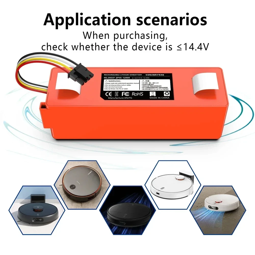 Original 14.4V 12800mAh Robotic Vacuum Cleaner Replacement Battery For Xiaomi Roborock S55 S60 S65 S50 S51 S5 MAX S6 Parts 3