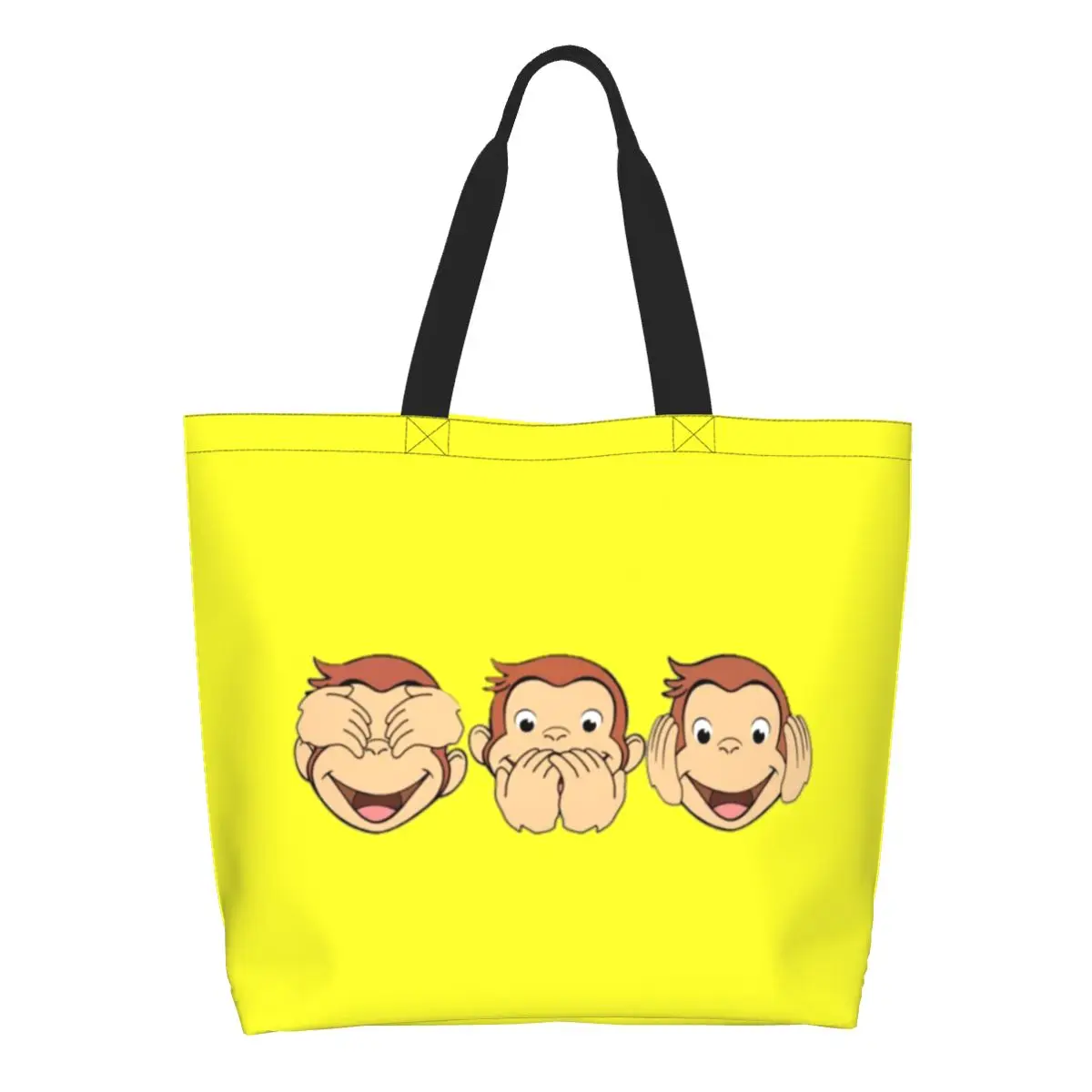 

Fashion Funny Manga Shopping Tote Bags Reusable Curious George Monkey Grocery Canvas Shoulder Shopper Bag