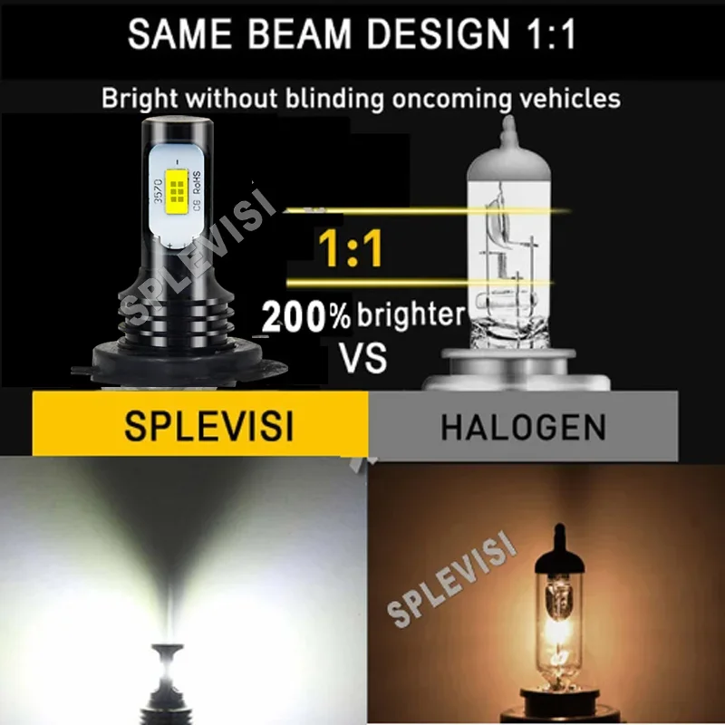 백색 LED 헤드라이트 하이 빔 로우 빔 전구, 아우디 A2 2000-2005 A6 C6 2004-2011 A4 B7 2002 2003 2004 2005 적합, 6000K, 2 개
