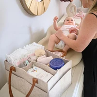 منظم علبة حفاضات الأطفال - هدايا أطفال محايدة لعناصر تسجيل استحمام الطفل - منظم السيارة للحفاضات والمناديل 5