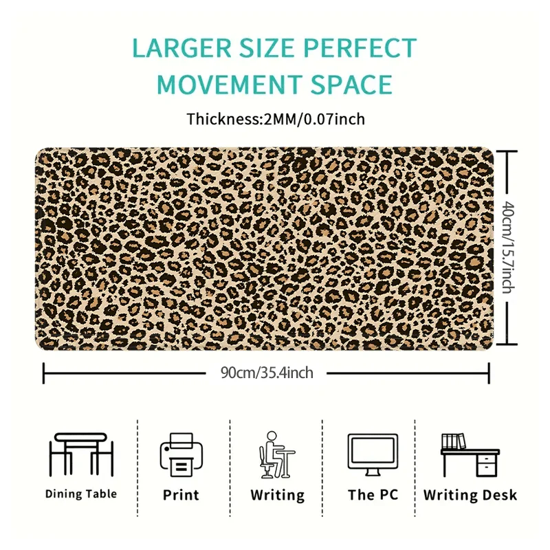 Leopard print XXL mouse mat used for keyboard and mouse combo