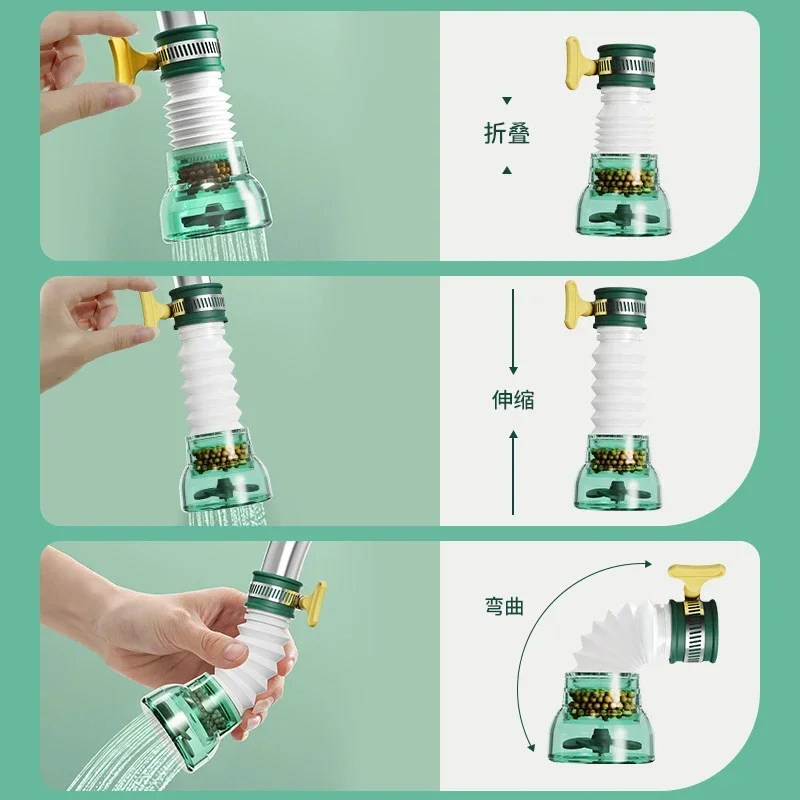 Retractable Plastic Faucet Filter Extender Bend Splash-proof Kitchen Sink Tube 360° Rotation Universal Faucet Aerator 4