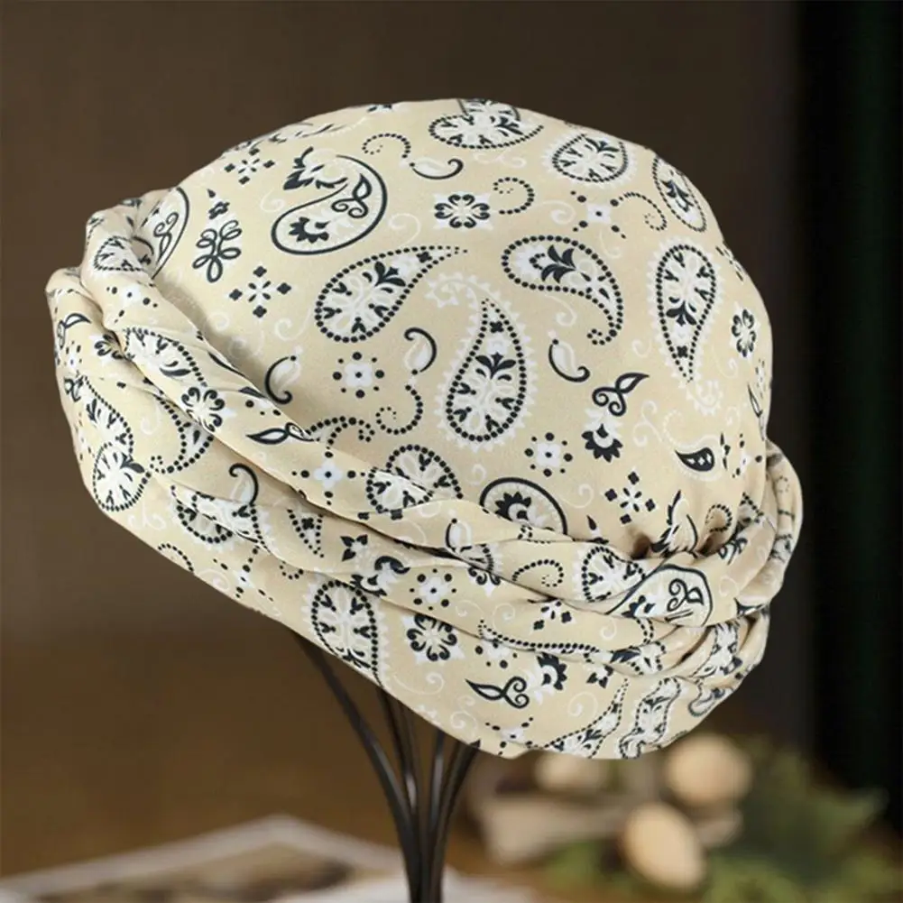Double Layer Men Turban Hat Bohemia Cashew Flower Printing Classical Men's Autumn Hats Solid Color Beanies Hip Hop Hats Skullies men hats
