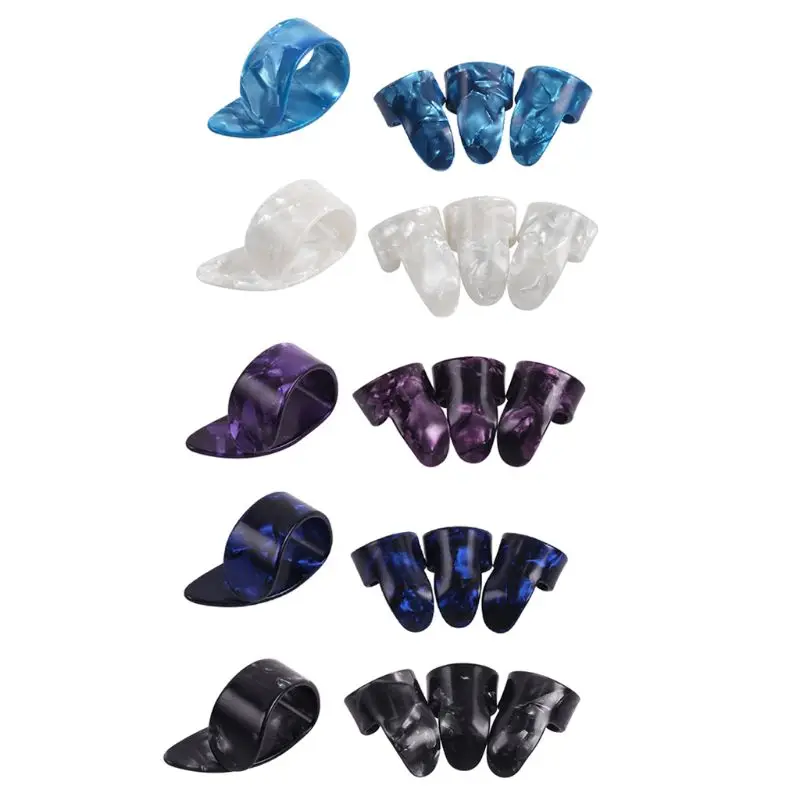 Guitar Picks 4 Pcs Guitar Finger Picks Fingertip Adjustable Plectrum Thumb Middle Finger for Acoustic Guitar Banjo Bass Ukulele