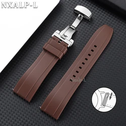 Sleek Silicone Waterproof Watch Band with Butterfly Clasp - Men's and Women's Sport Bracelet - 22mm (Brown)