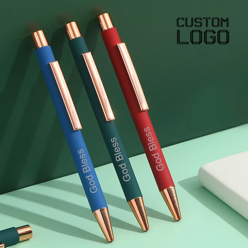 Creative Retro Push Metal Neutral Pen Business Advertising Office High-grade Frosted Signature Pen Custom Logo School Stationery tinplate push pull box retro case container organizer sliding boxes craft storage small candy travel containers pocket metal