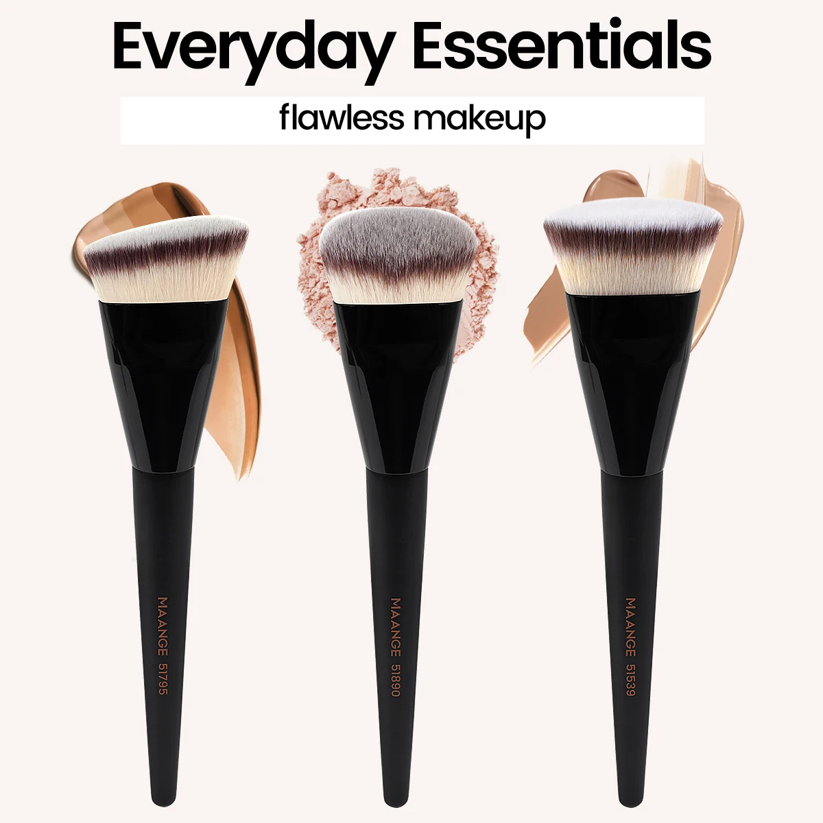 MAANGE 3pcs Makeup Brush Set Angle Round Flat Head Foundation Brush Soft Bristle With Box Skin-friendly Makeup Tool for Beauty 4