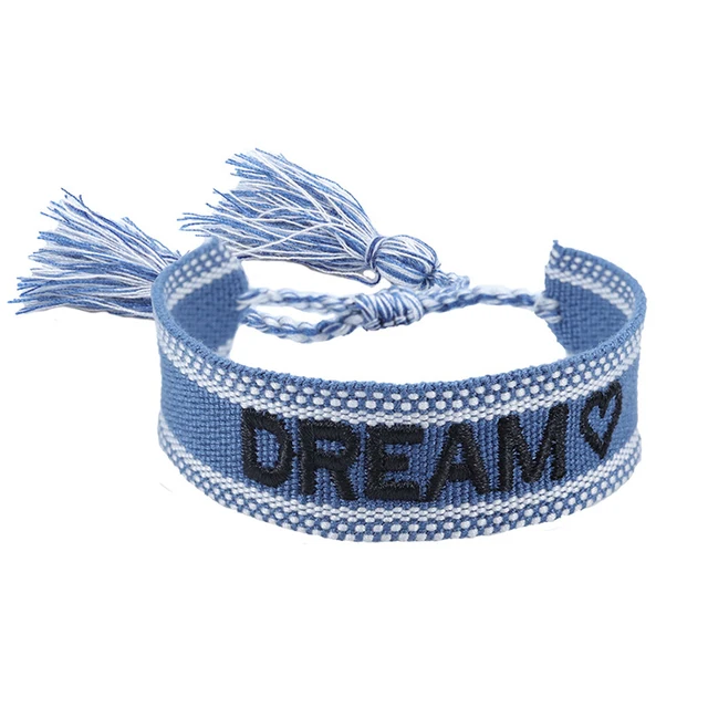 Boho tissé broderie amour poignet tricoté Bracelets d'enveloppement corde à la main tissage tressé glands ethnique femmes hommes bijoux
