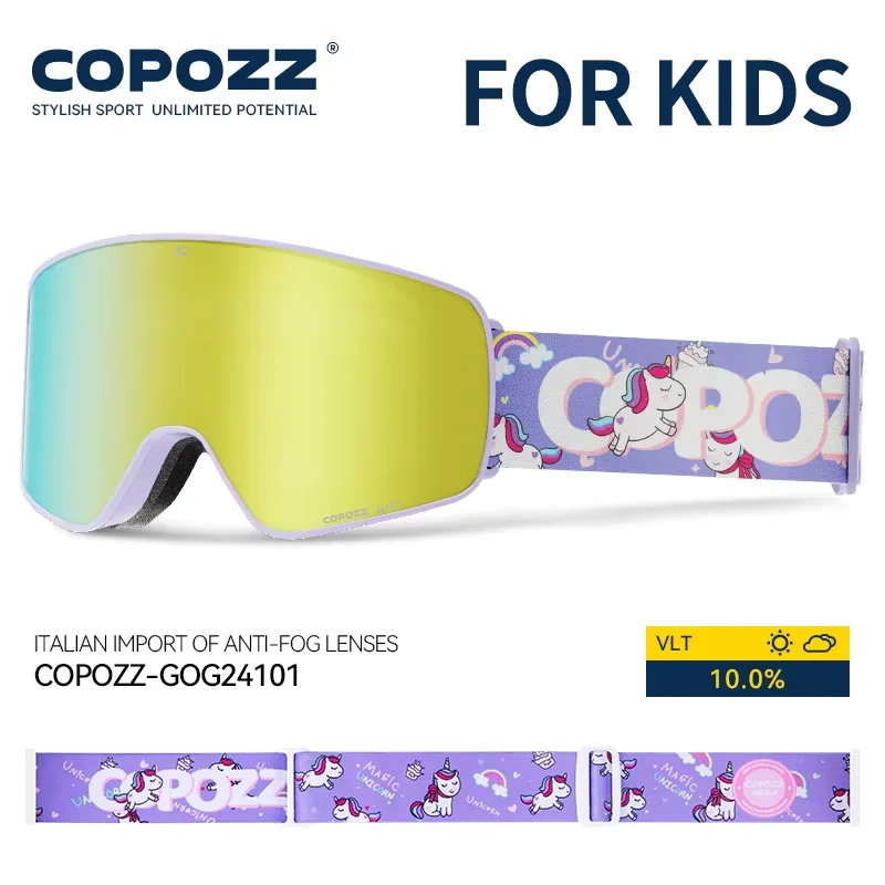 COPOZZ Magnetic Children's Winter Ski Goggles 2s Quick-Change Double Layers Ski Eyewear Anti-Fog Snowboard Goggles For Kids
