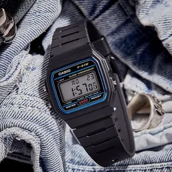 Casio Small Square Electronic Waterproof Fashion Sports Wristwatch with LCD Display (F - 91W - 1)