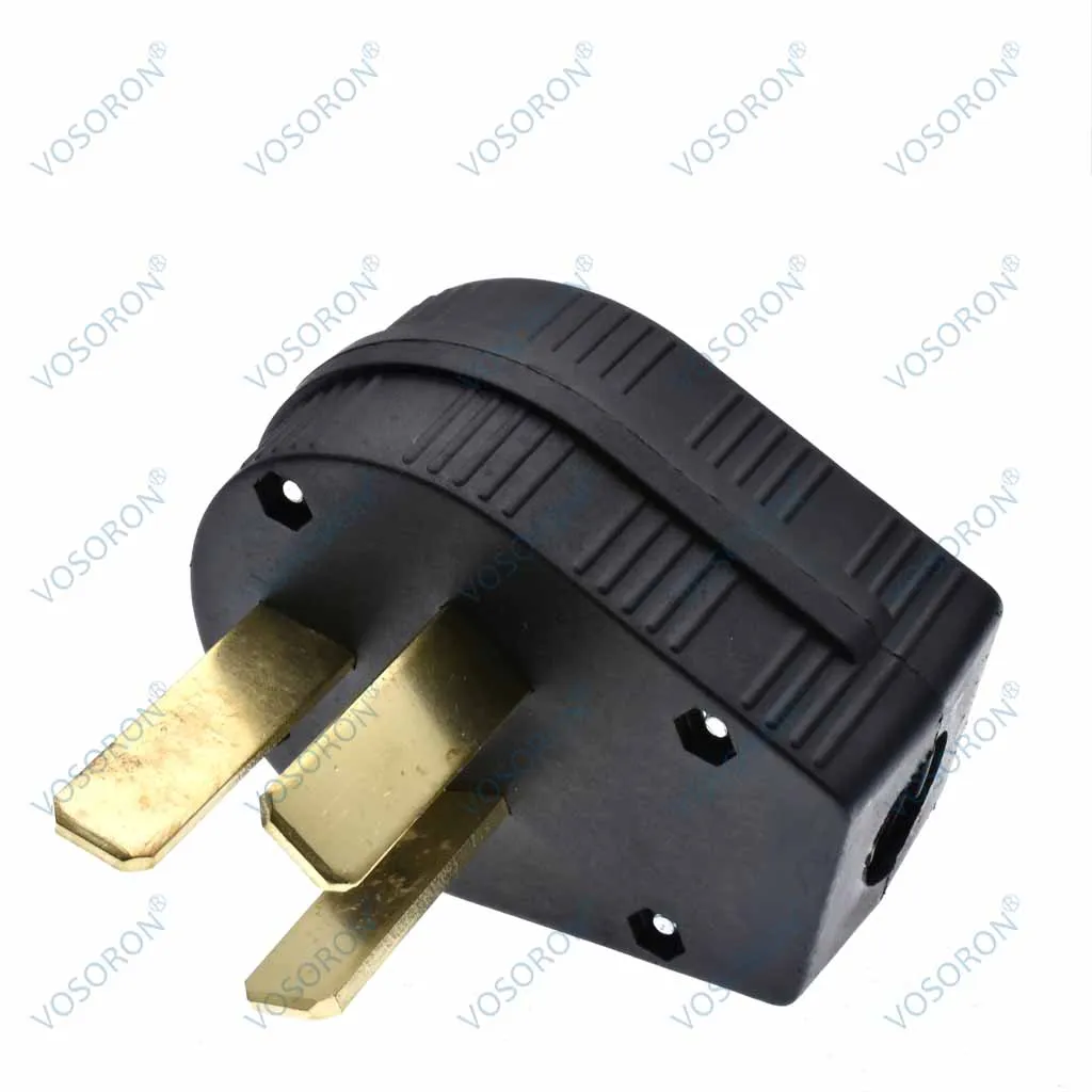 Nema 10-50P Plug 50-Amp 125V-250V 125/250V Dryer Plug Angled 3 Pole 3 Wire Grounding Straight Blade for Dyer and Ranges